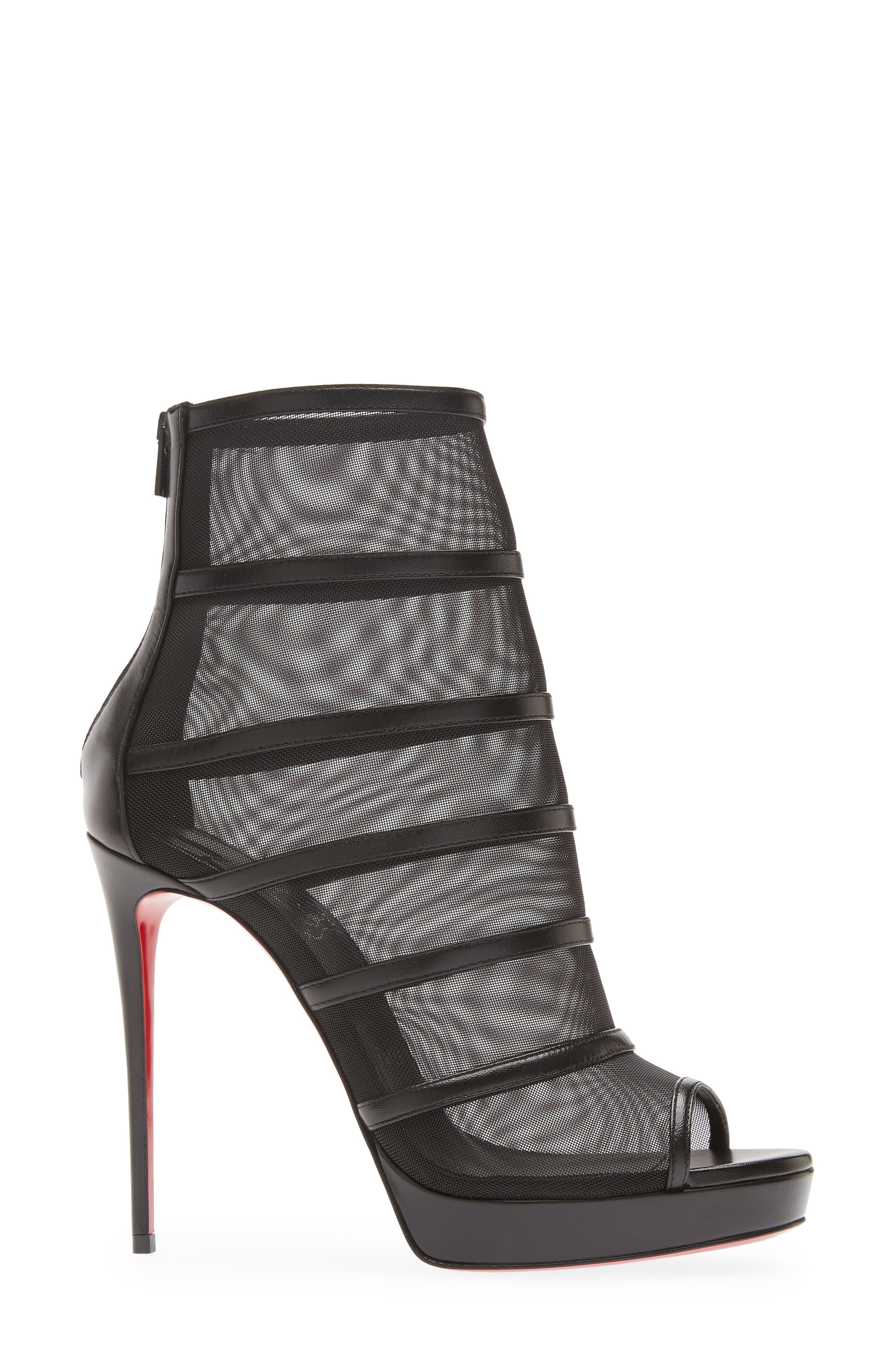 Christian Louboutin Doux Voile Mesh Peep Toe Bootie, Alternate, color, 