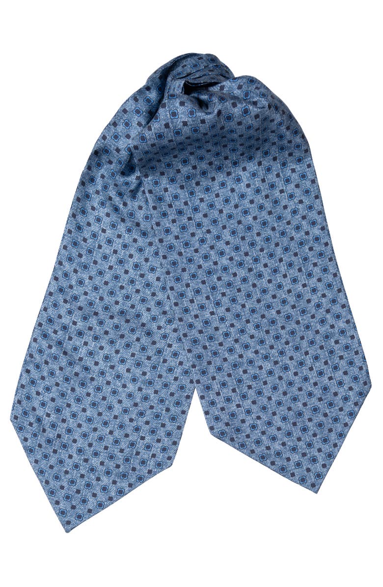 Elizabetta Ostuni - Silk Ascot Cravat Tie for Men, Main, color, Blue