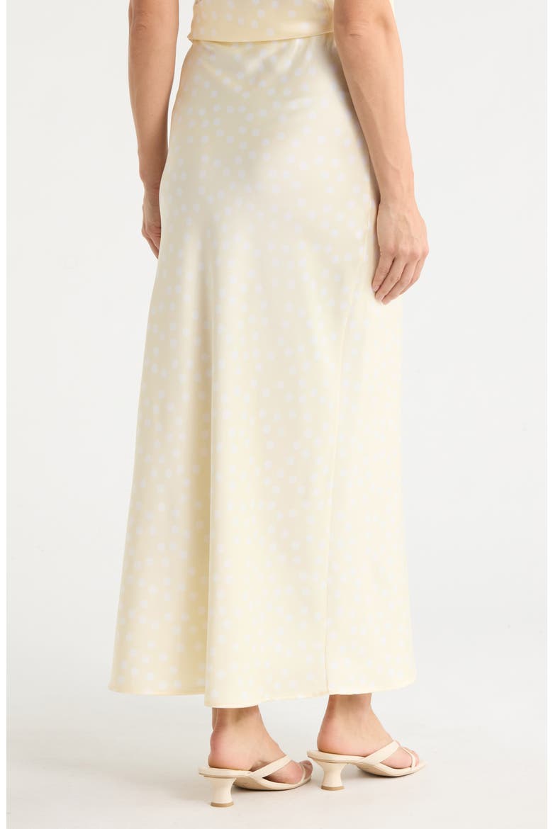 Polka Dot Print Maxi Skirt, Alternate, color, BUTTER