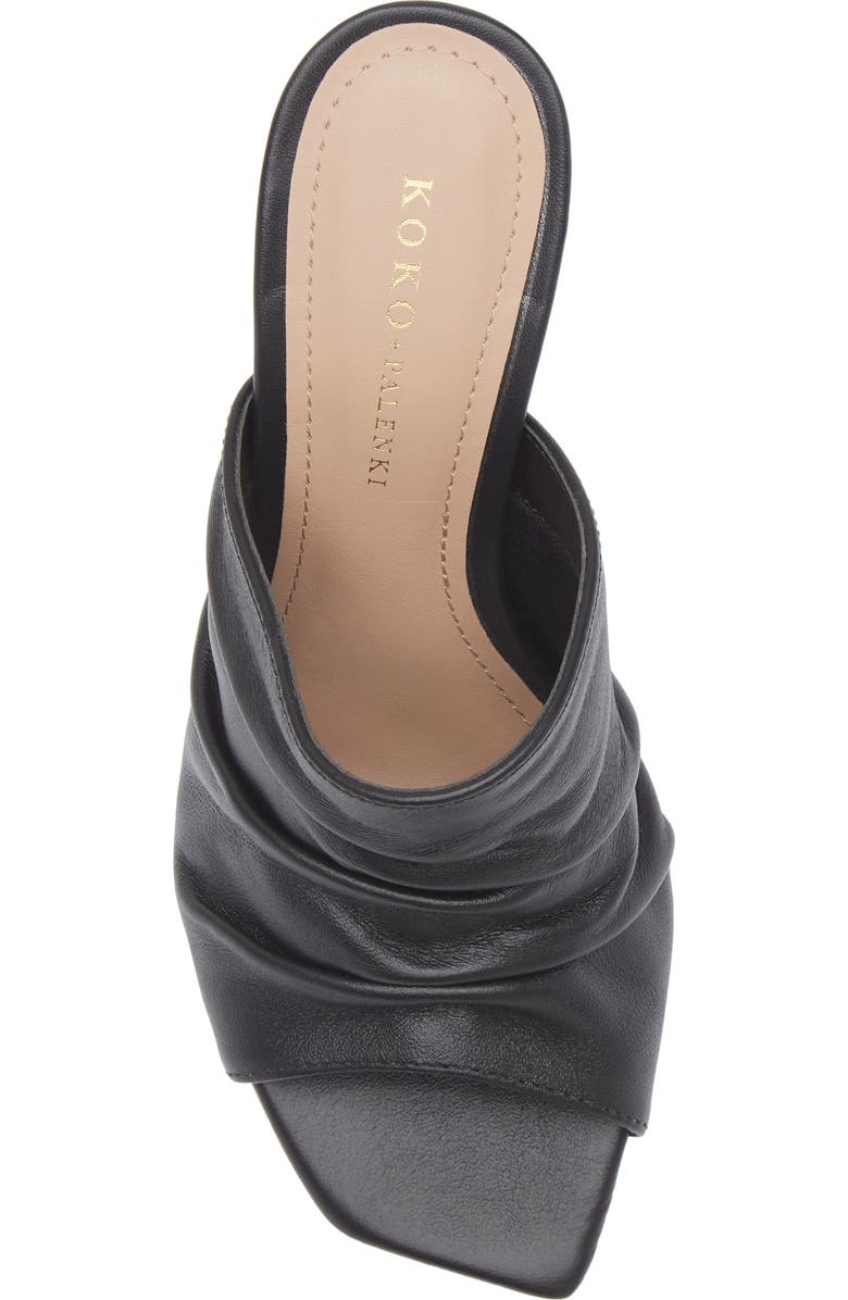 KOKO + PALENKI Ruched Wedge Sandal, Alternate, color, Black Leather