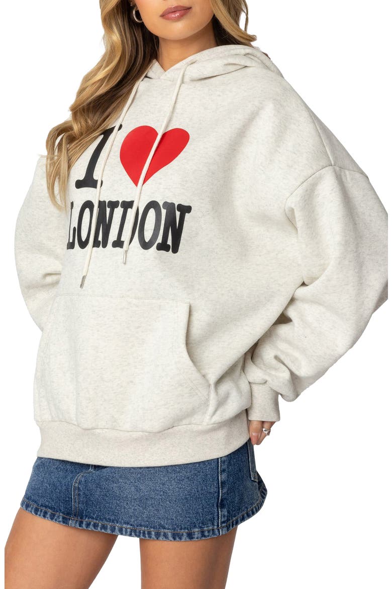 Oversize London Lover Graphic Hoodie, Alternate, color, GRAY-MELANGE