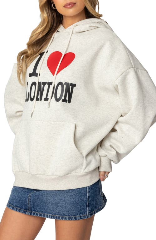 Edikted Oversize London Lover Graphic Hoodie In Gray-melange