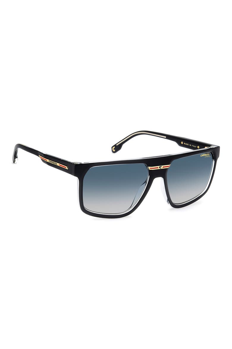 Victory C 60mm Square Flat Top Sunglasses, Alternate, color, BLACK CRYSTAL/ DK BLUE SF