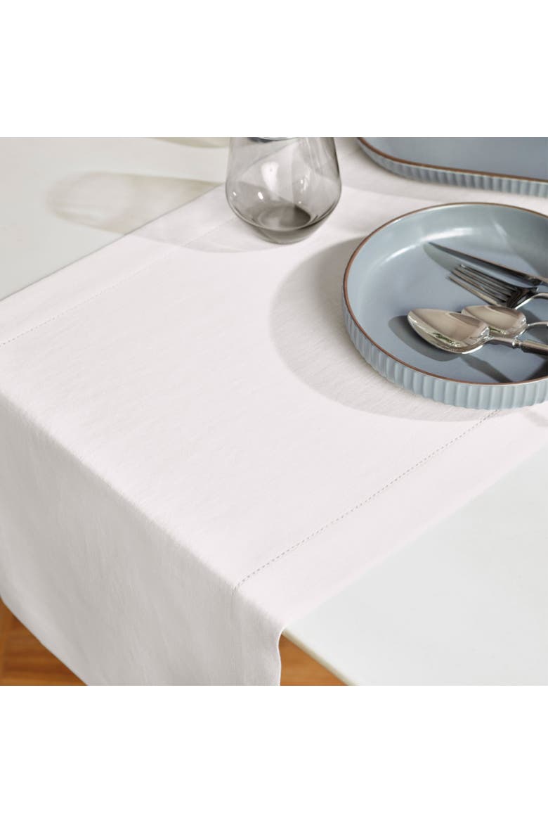 Linen Table Runner - Sonoma Hemstitch, Alternate, color, White