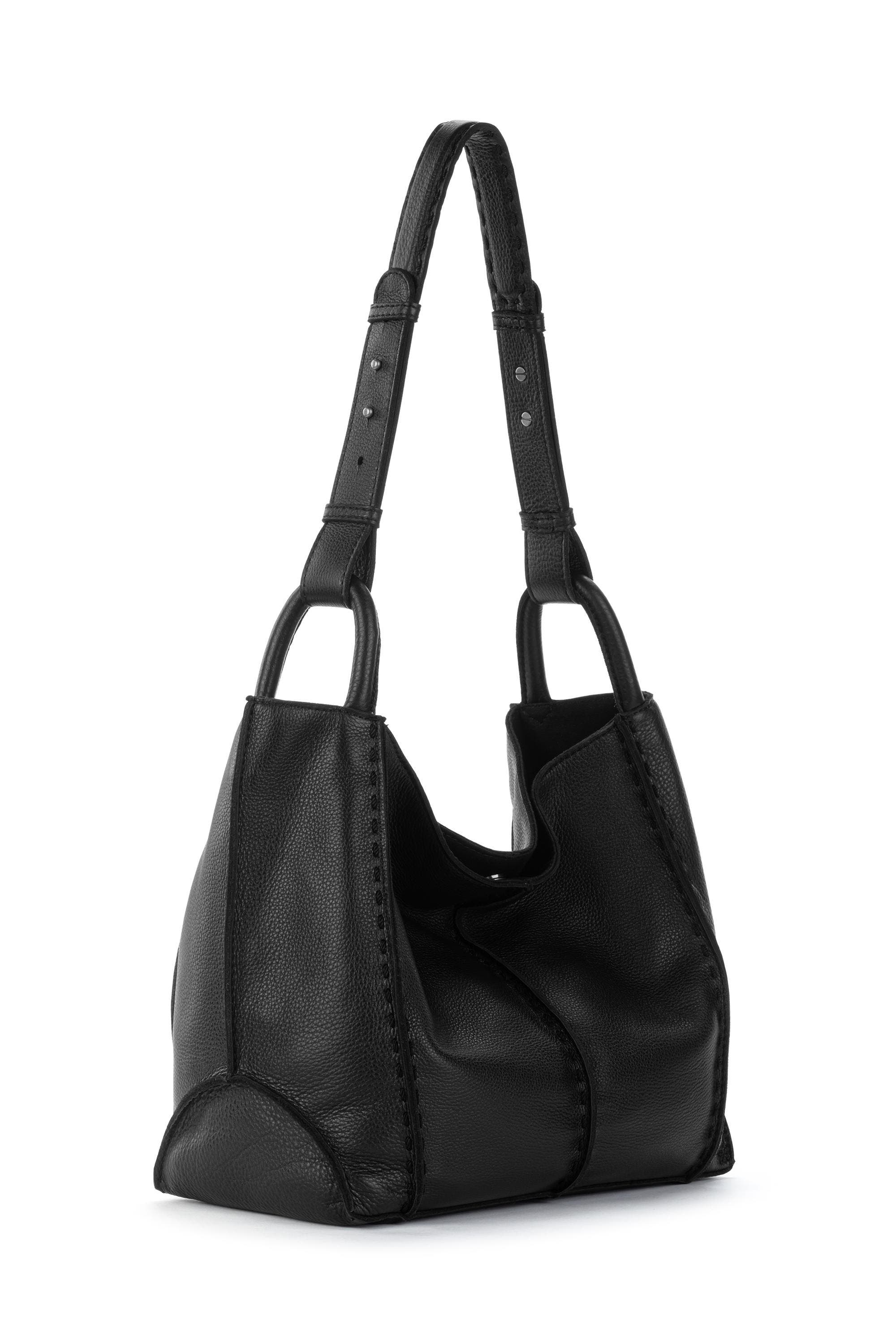 The Sak Los Feliz Medium Tote Leather Bag, Alternate, color, Black