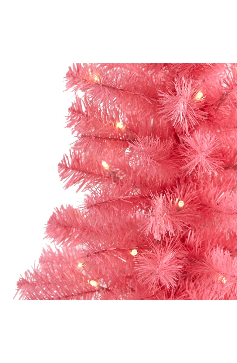 NEARLY NATURAL 2-ft Pink Artificial Christmas Tree with 35 LED Lights and 72 Bendable Branches, Alternate, color, Pink