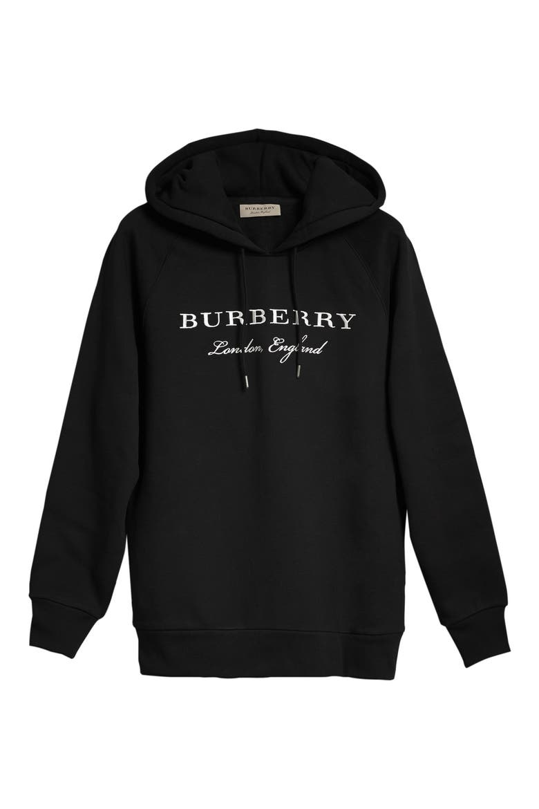 Krayford Embroidered Cotton Blend Hoodie, Alternate, color, BLACK