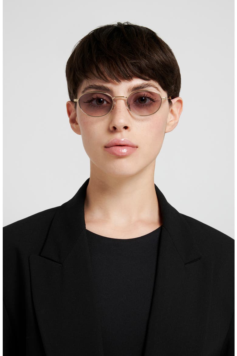 50mm Oval Sunglasses, Alternate, color, GOLD HAVANA/ BLUE SF ANTIREF