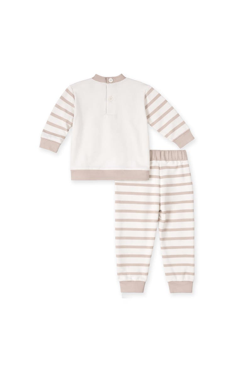 French Terry Knit Set with Woodland Animals, Alternate, color, Ivory & White Stripe