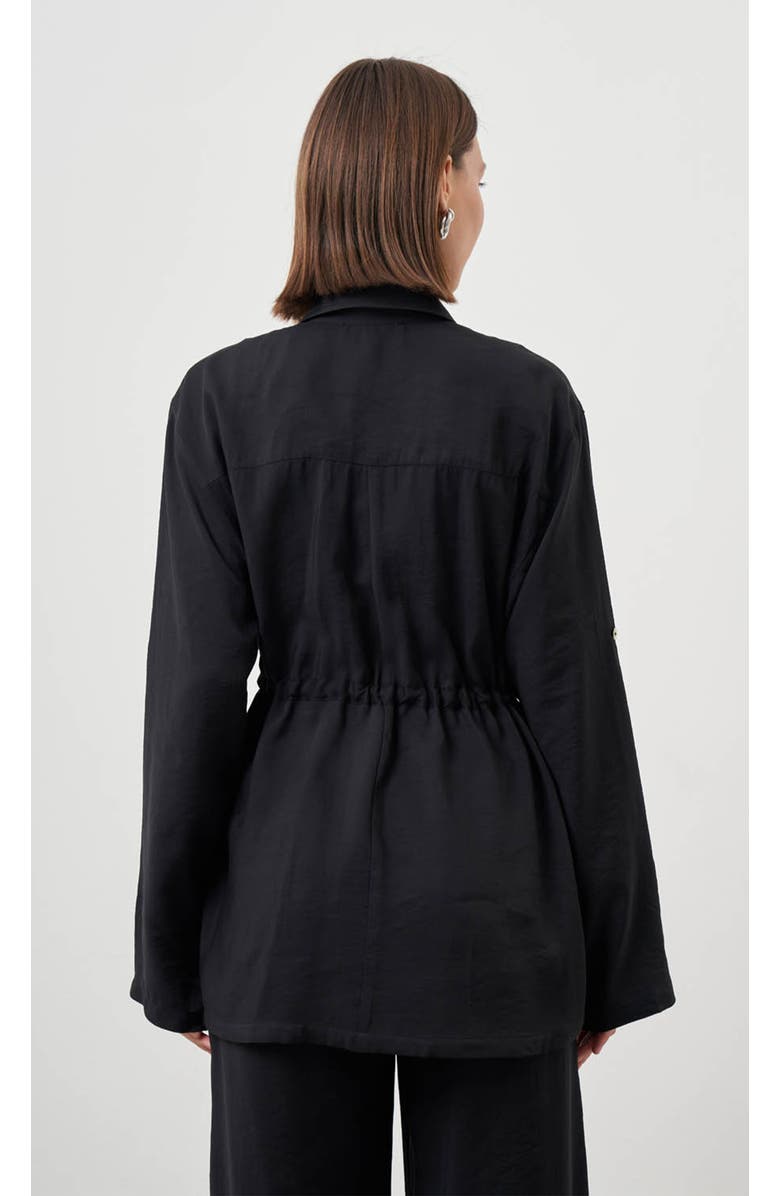 Mizalle Cinched Waist Shirt Jacket, Alternate, color, Black