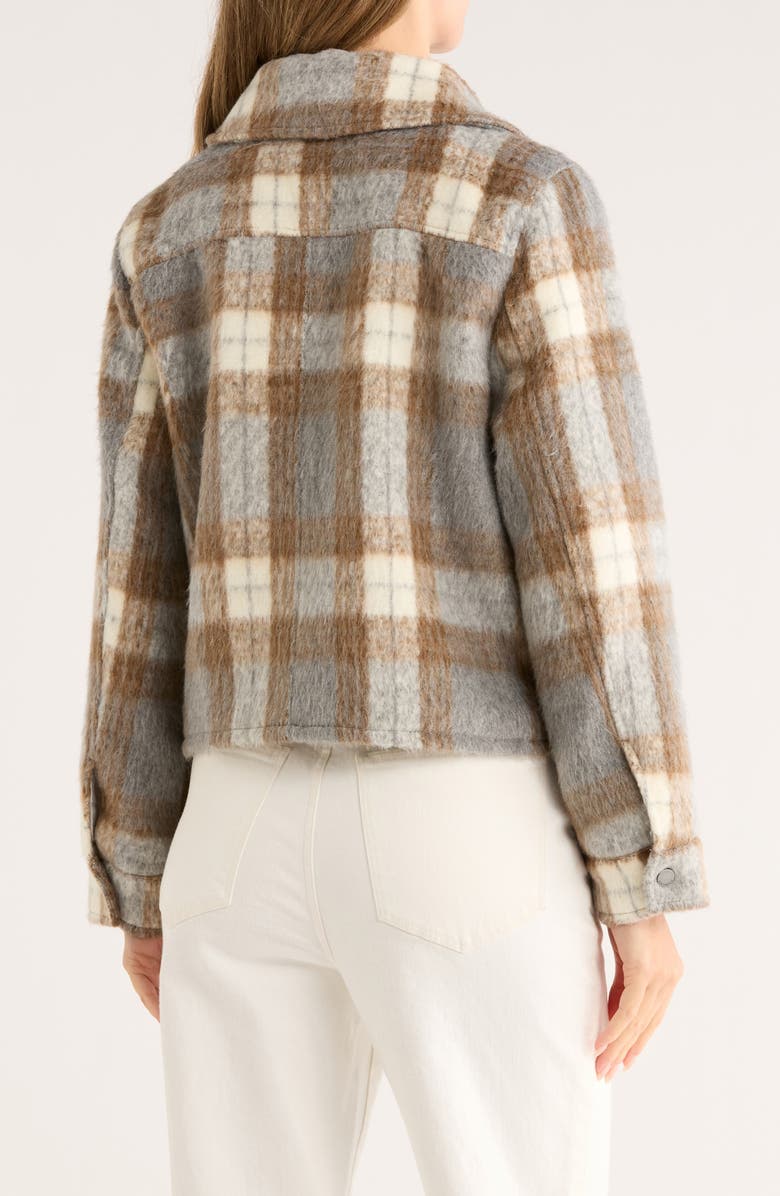 Lucky Brand Missy Zip Up Crop Jacket, Alternate, color, Light Grey Plaid