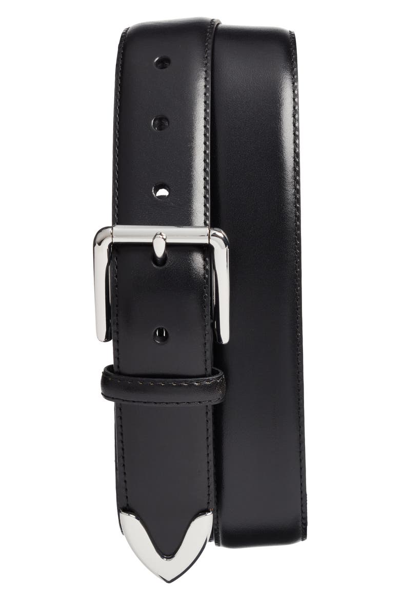 Tripp Leather Belt, Main, color, BLACK