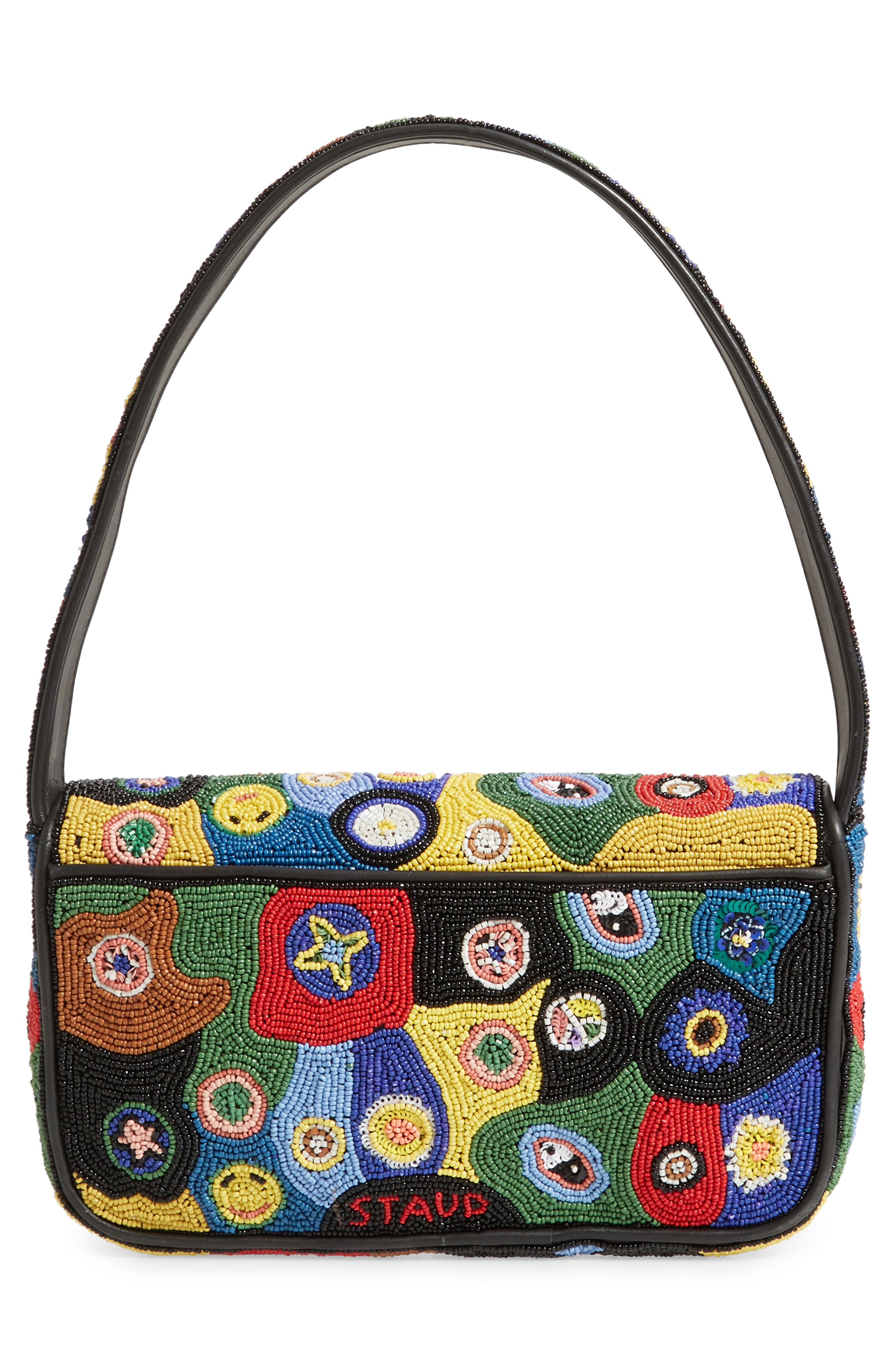 STAUD Tommy Beaded Shoulder Bag, Alternate, color, Black Millefiori