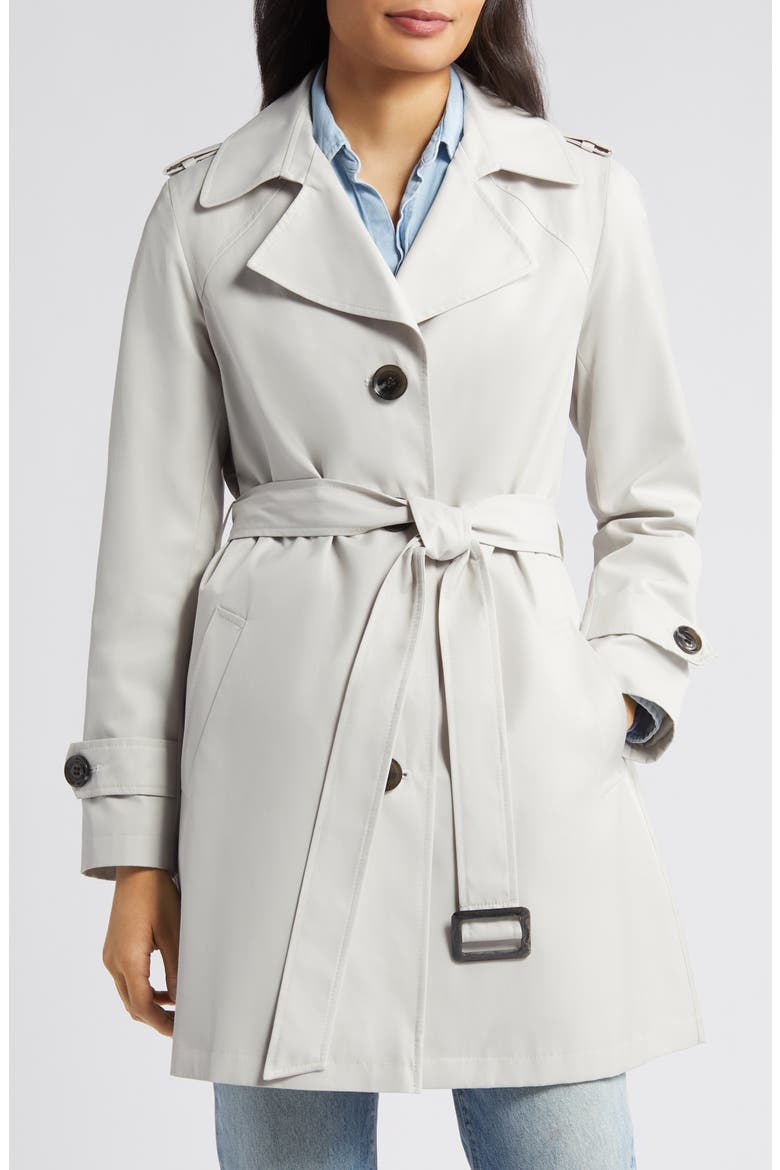 Buckle Belt Trench Coat, Main, color, FEATHER GREY