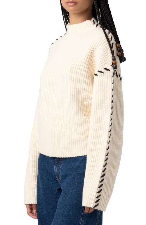 Blanknyc Whip Stitch Mock Neck Sweater In Neutral
