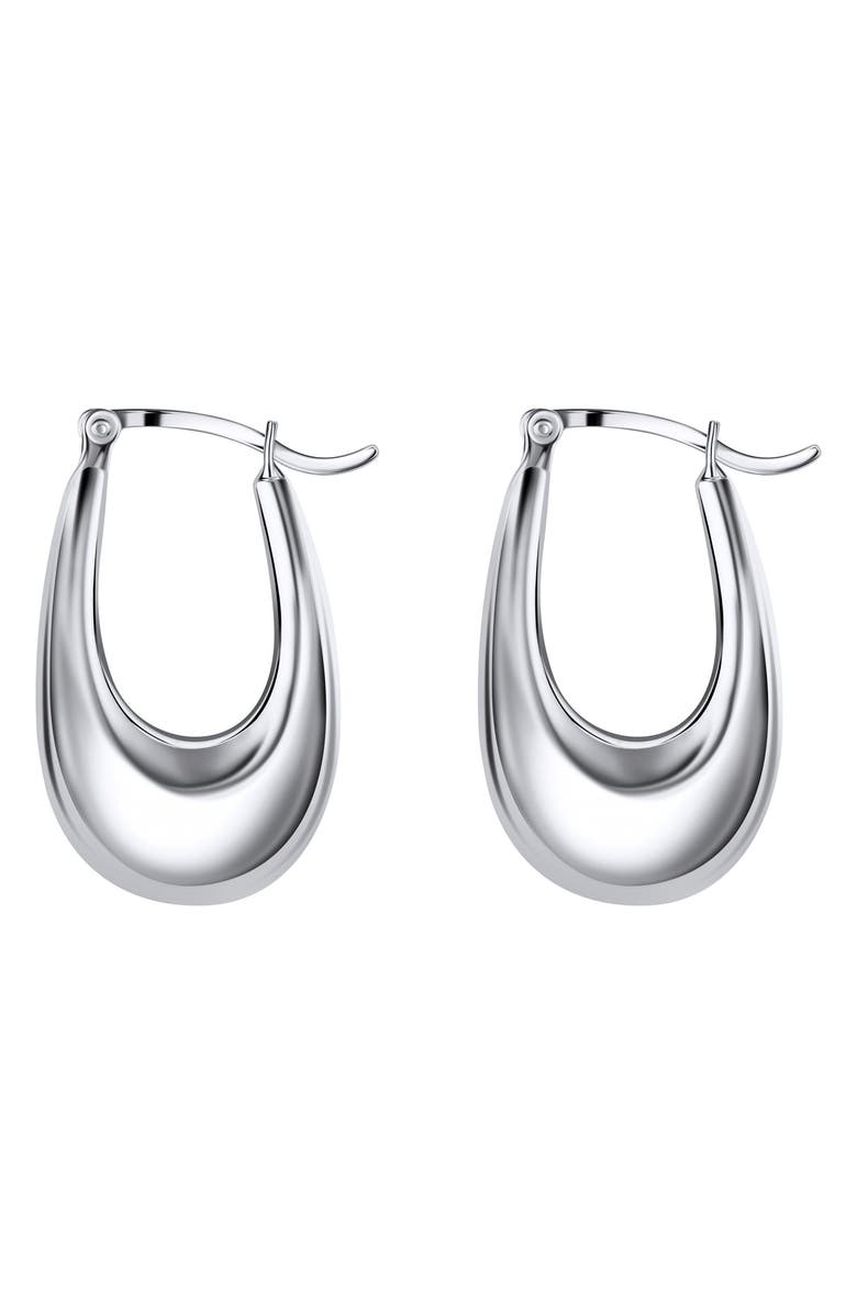 CHRISTINA CARUSO Thick Hoop Earrings, Main, color, Rhodium