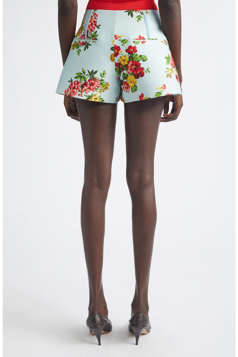 The Cricket Floral Wool & Silk Faille Bell Shorts, Alternate, color, BRIGHT BLUE FLORAL