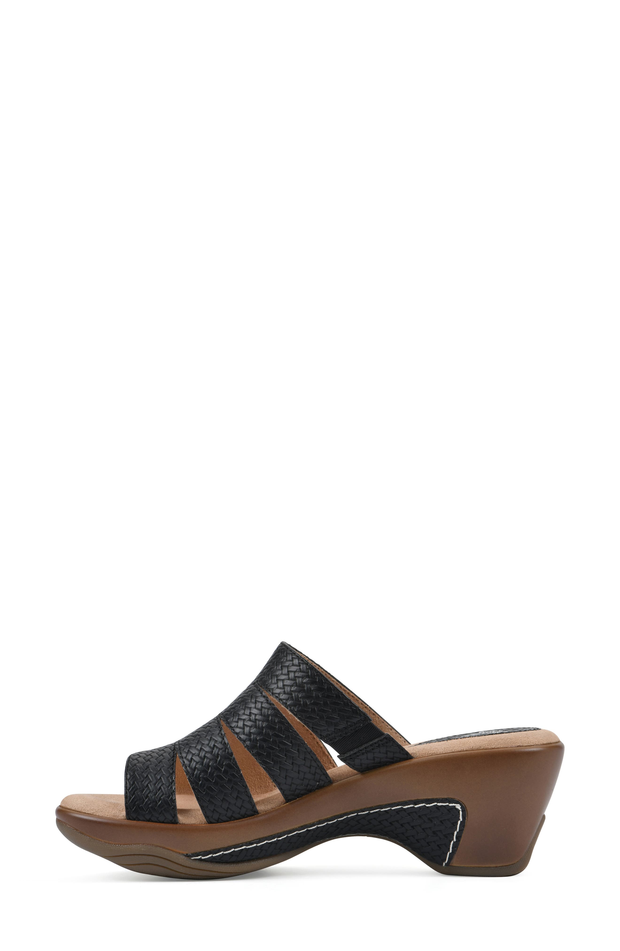 White Mountain Footwear Valora Wedge Sandal, Alternate, color, Black Metallic Woven