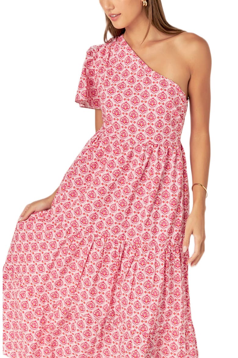 Floral One-Shoulder Cotton Maxi Dress, Alternate, color, PINK