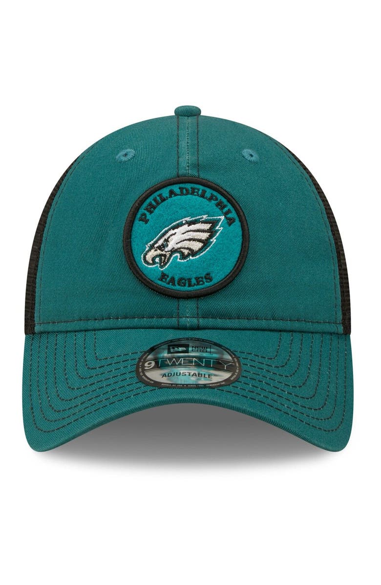 New Era Men's New Era Midnight Green/Black Philadelphia Eagles Circle 9TWENTY Trucker Snapback Hat, Alternate, color,