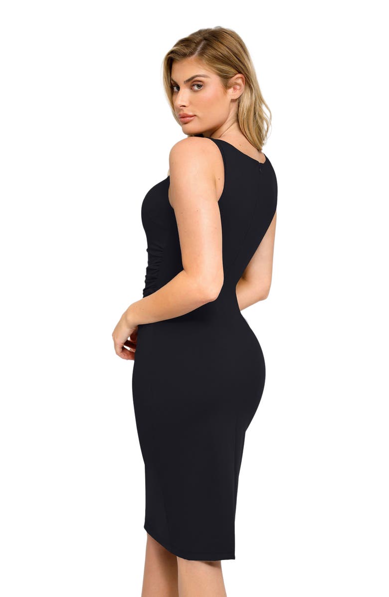 Popilush Shapewear Sleeveless Ruched Tummy Control Midi Work Dress, Alternate, color, 