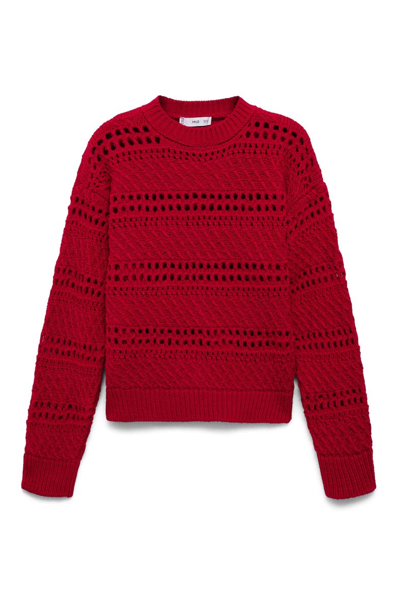 Openwork Sweater, Alternate, color, RED