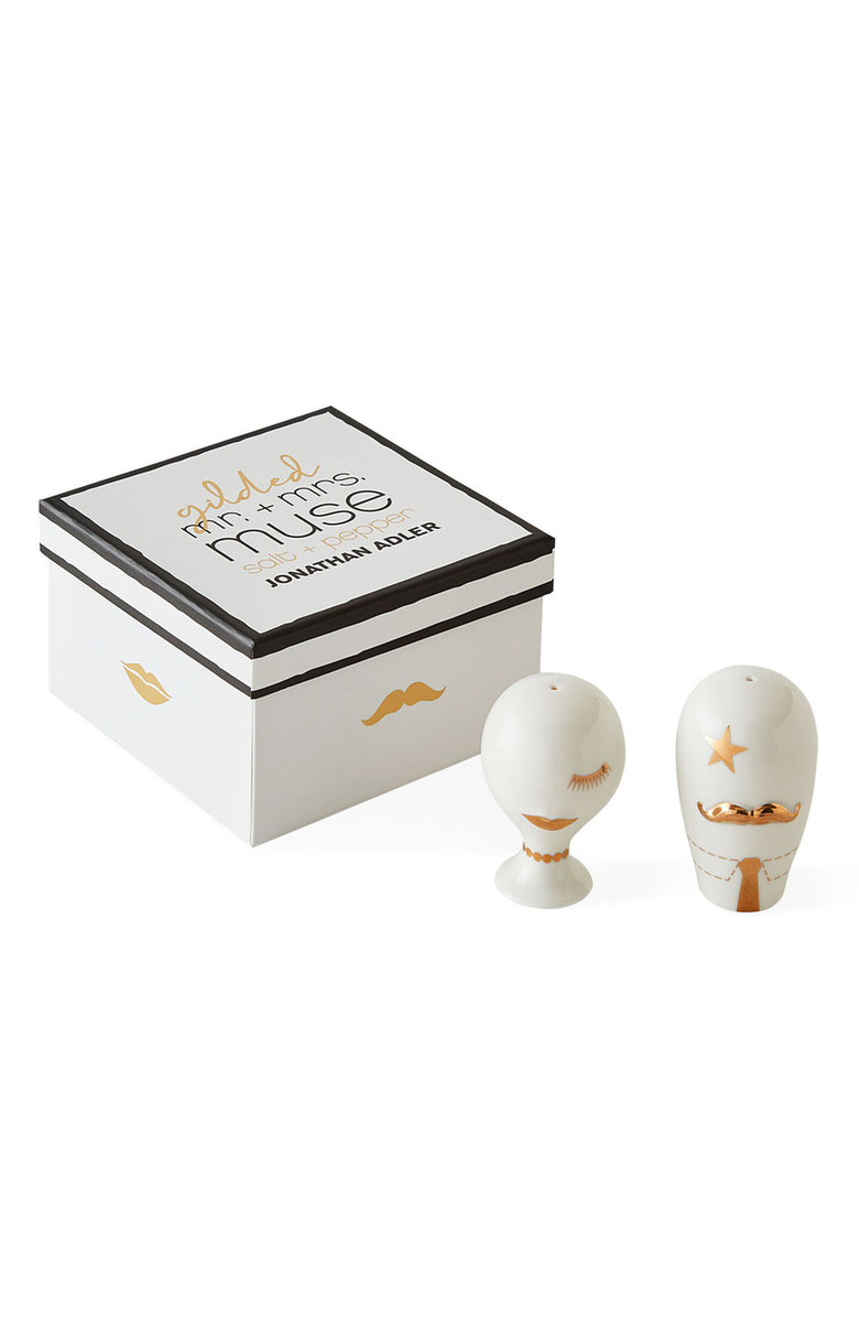 Jonathan Adler Gilded Mr. & Mrs. Muse Salt and Pepper Set, Alternate, color, 