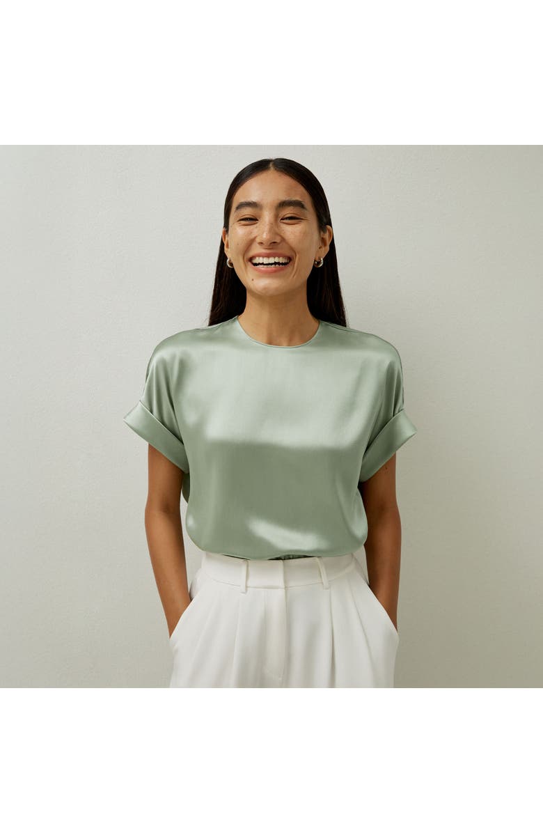 Lilysilk Contemporary Oversized Silk Top, Alternate, color, Pale Turquoise