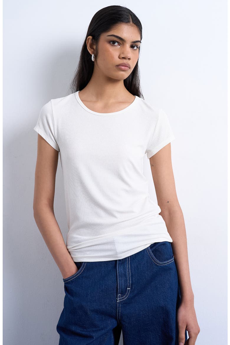 Fitted Rib T-Shirt, Main, color, ECRU