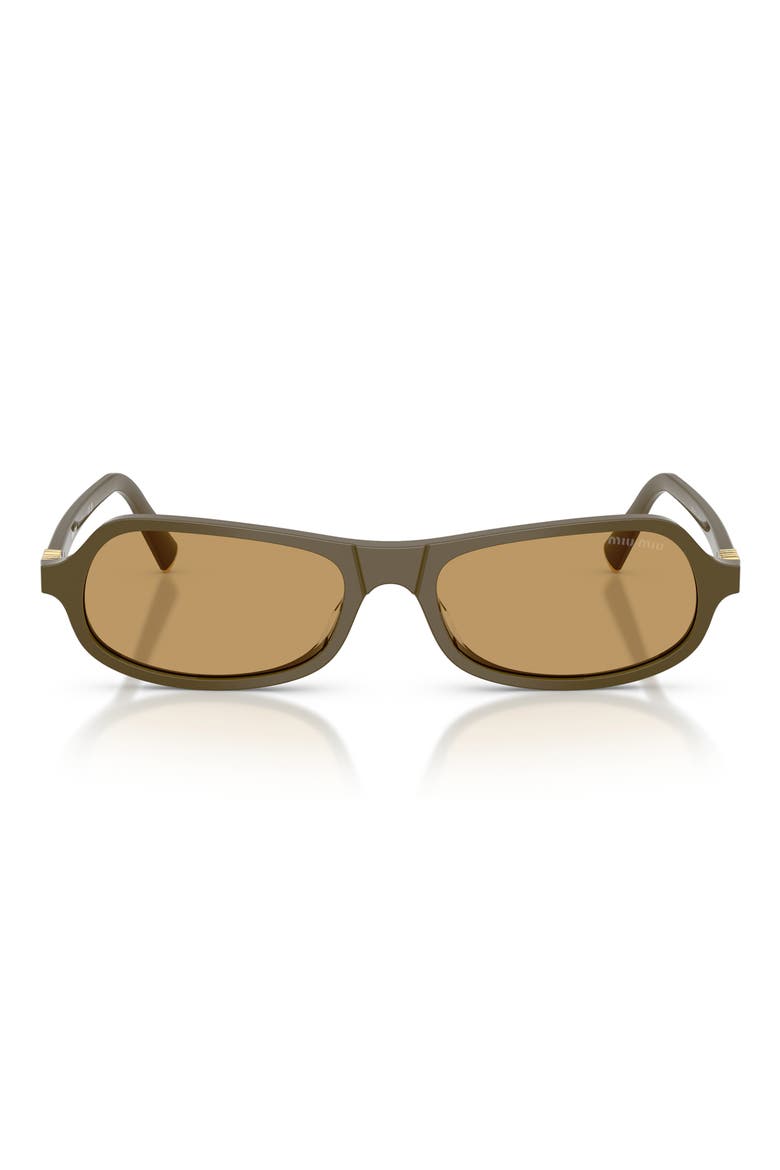 55mm Irregular Sunglasses, Main, color, GREEN / BROWN