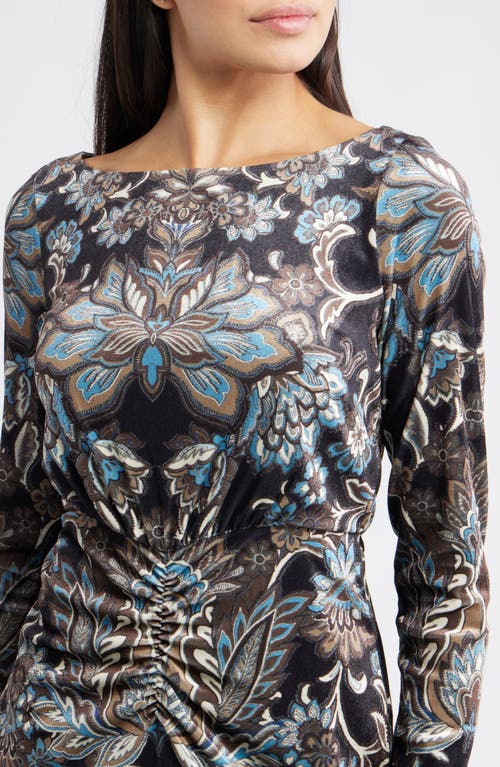 Julia Jordan Paisley Floral Long Sleeve Gown In Animal Print