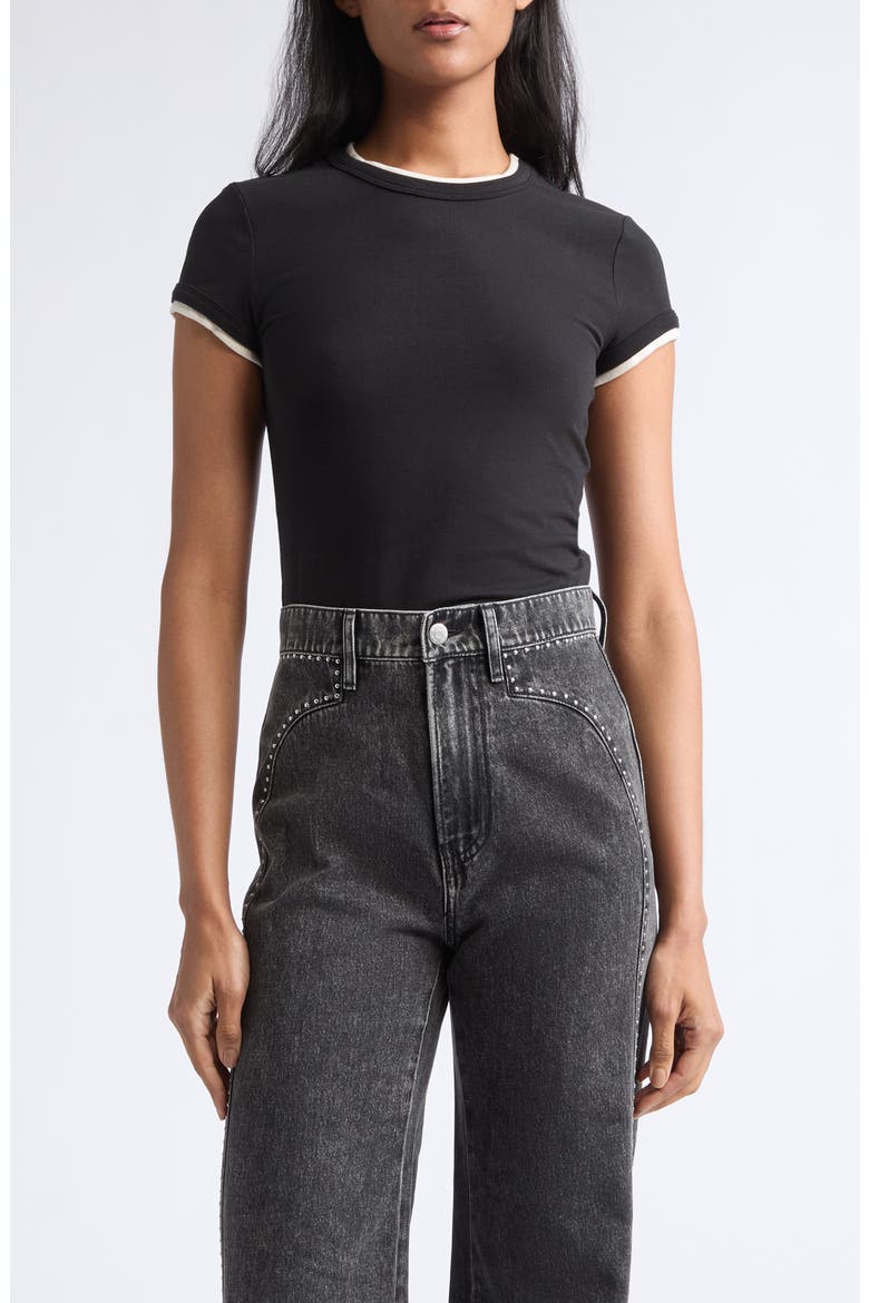 Devin Short Sleeve Ringer T-Shirt, Main, color, BLACK ECRU