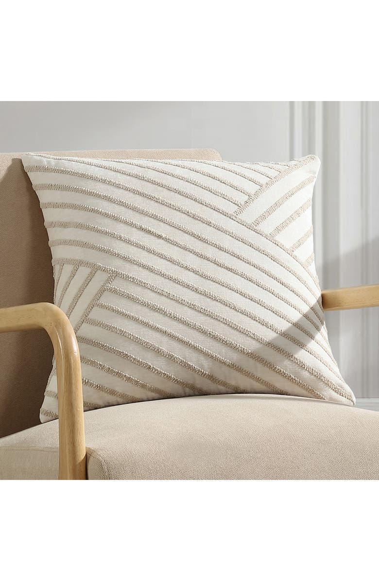 Tahari Asymmetrical Stripe Bouclé Accent Pillow, Alternate, color, Feather/ Taupe
