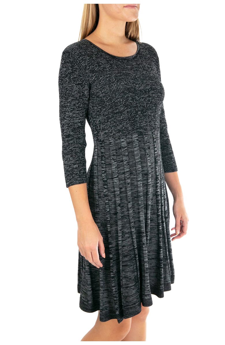 Nina Leonard Pleated Scoop Neck Dress, Alternate, color,