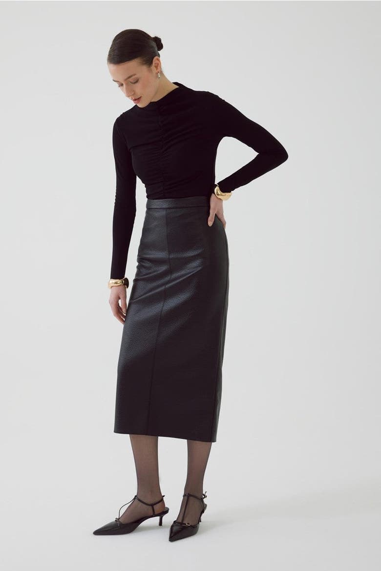 Alok Leather Skirt, Alternate, color, BLACK