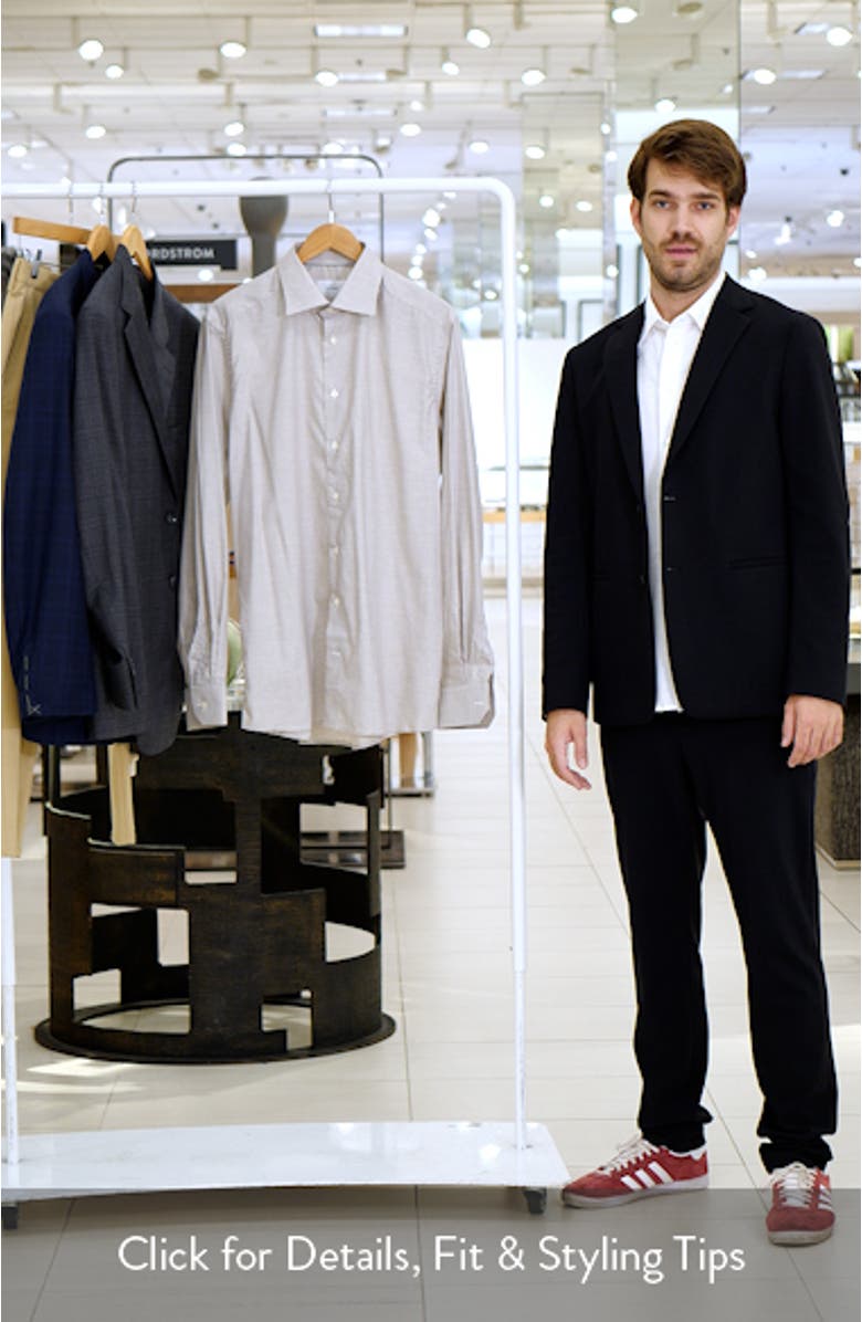 Trim Fit Tan Mélange Microcheck Cotton Dress Shirt, sales video thumbnail