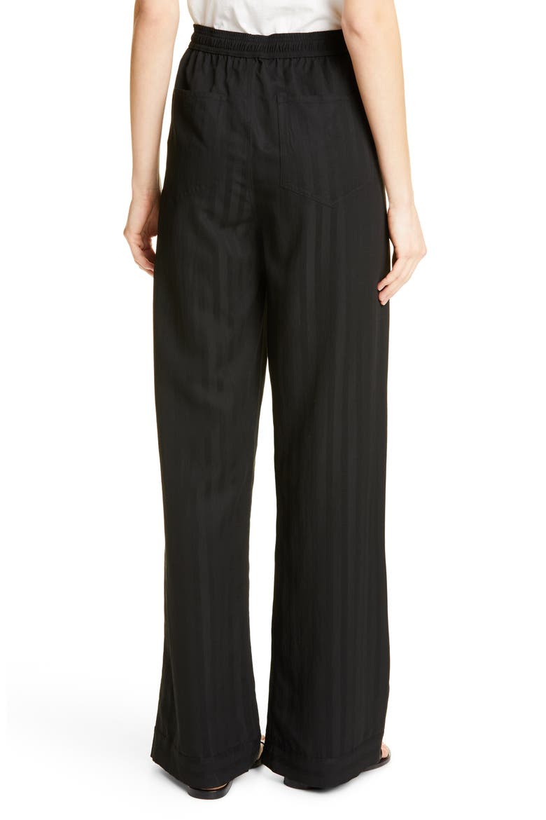 Tonal Stripe Relaxed Wide Leg Pants, Alternate, color, BLACK/ BLACK STRIPE