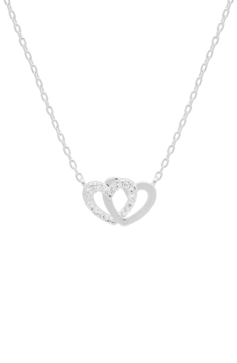 Estella Bartlett Cubic Zirconia Interlocking Heart Pendant Necklace, Main, color, Silver