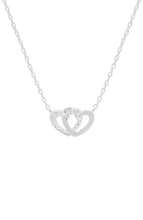 Cubic Zirconia Interlocking Heart Pendant Necklace