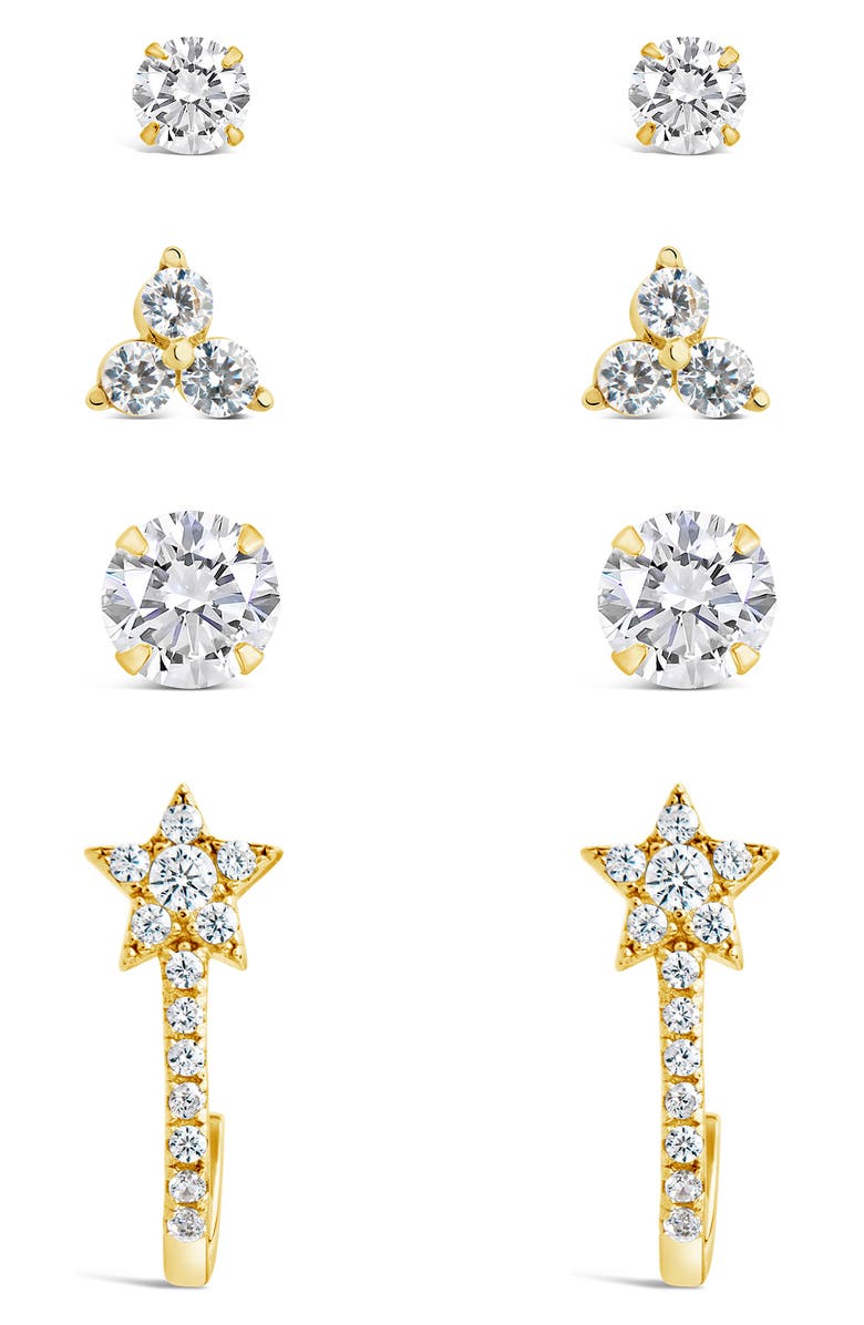 Sterling Forever Everyday Set of 4 Earrings, Main, color, Gold