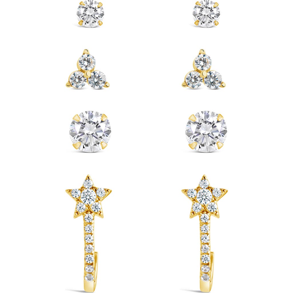 Sterling Forever Everyday Set Of 4 Earrings In Gold