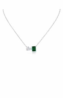 CZ by Kenneth Jay Lane Pear & Emerald Cut Cubic Zirconia Pendant Necklace