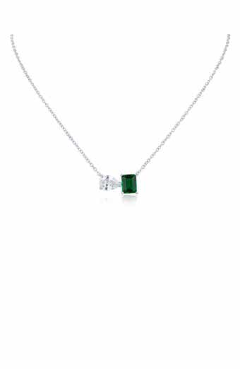 Pear & Emerald Cut Cubic Zirconia Pendant Necklace