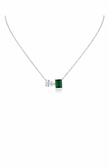 CZ by Kenneth Jay Lane Pear & Emerald Cut Cubic Zirconia Pendant Necklace