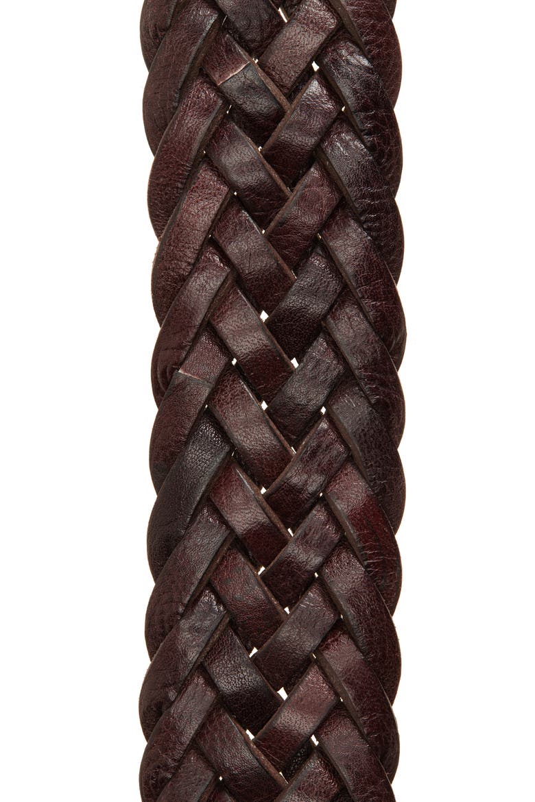 Braided Leather Belt, Alternate, color, BROWN