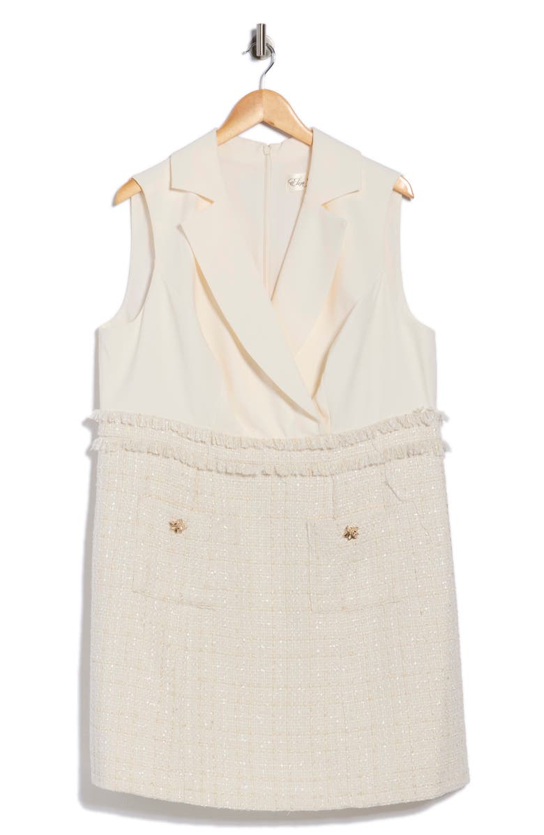 Eliza J Sleeveless Twofer Sheath Dress, Alternate, color, Ivory