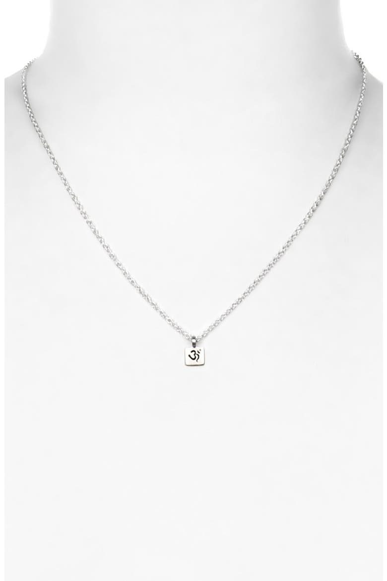'Om' Engraved Pendant Necklace, Alternate, color, SILVER SQUARE