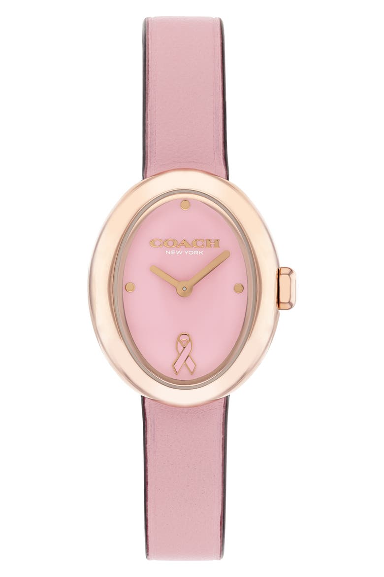 Sammy Leather Strap Watch, 22.5mm, Main, color, PINK