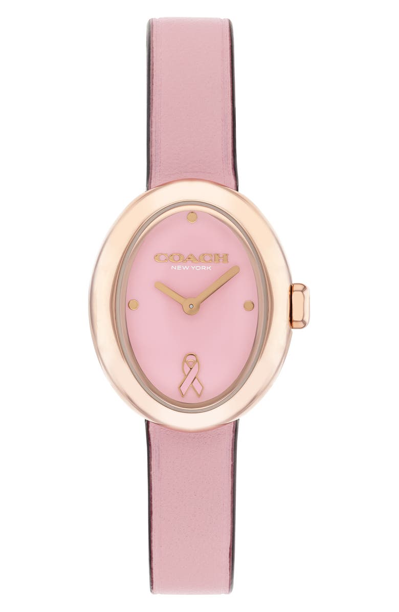COACH Sammy Leather Strap Watch, 22.5mm, Main, color, Pink