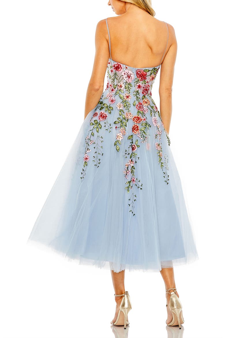 Bustier Embroidered Floral A-Line Dress, Alternate, color, Powder Blue